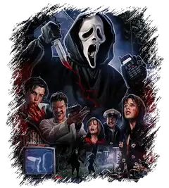 Masked ghost holding a phone